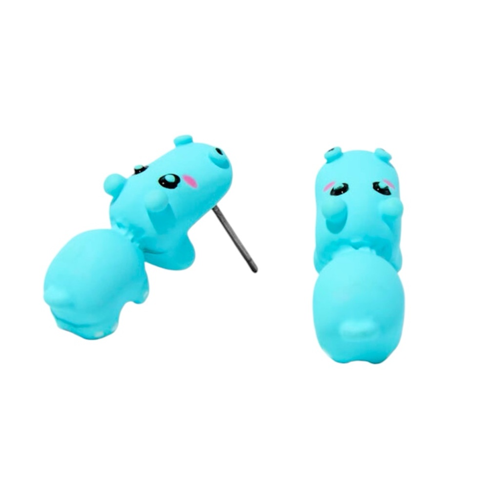 Blue Hippo Bite Stud Earrings - NWT
